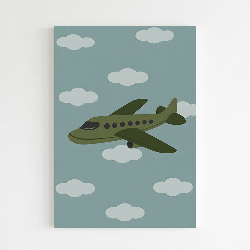 Avion cartoon parmi les nuages