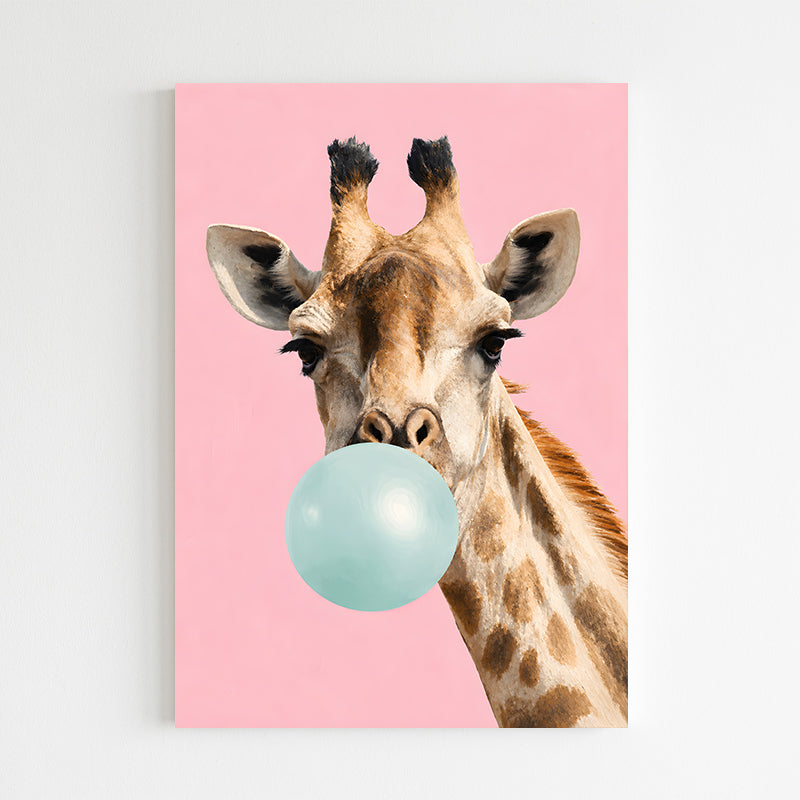 Girafe et bulle de chewing-gum