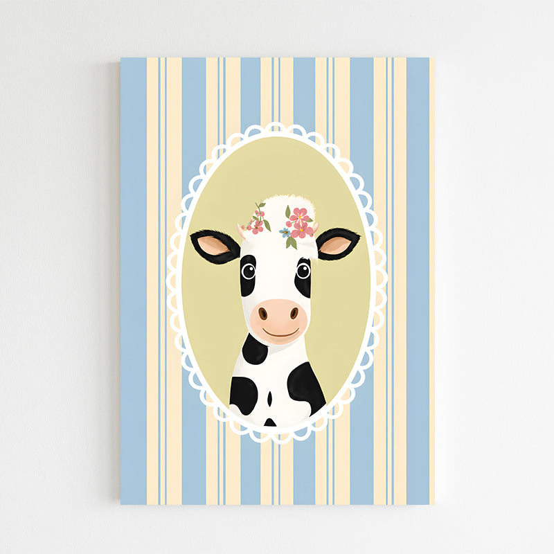 Vache mignonne avec couronne florale