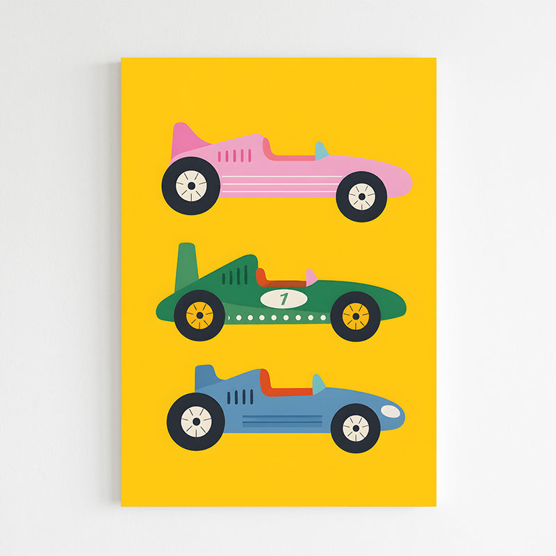 Voiture de course rétro en pastel