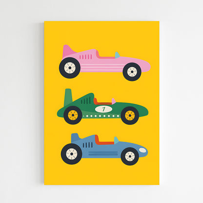 Voiture de course rétro en pastel