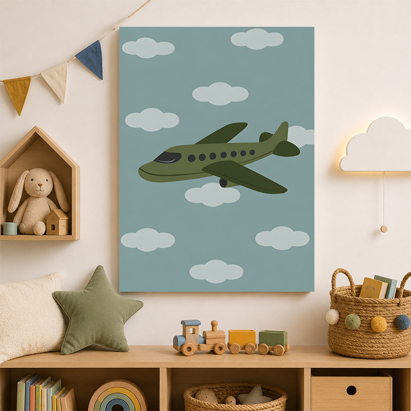 Avion cartoon parmi les nuages