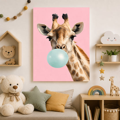 Girafe et bulle de chewing-gum