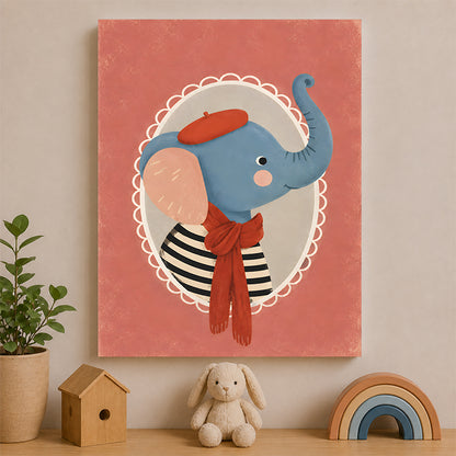 Éléphant au béret dans un cameo
