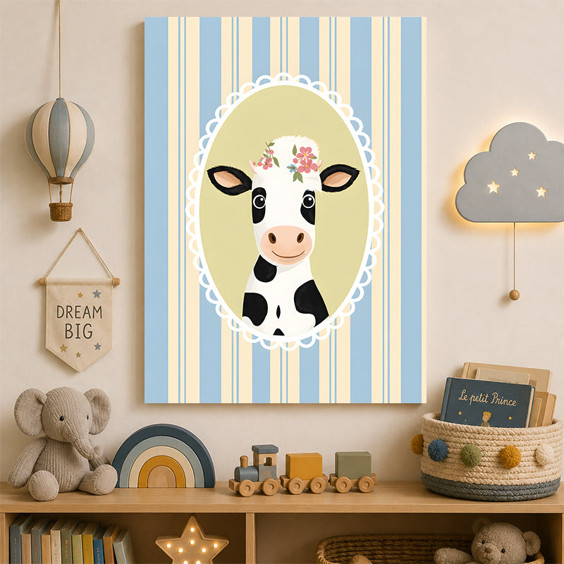 Vache mignonne avec couronne florale