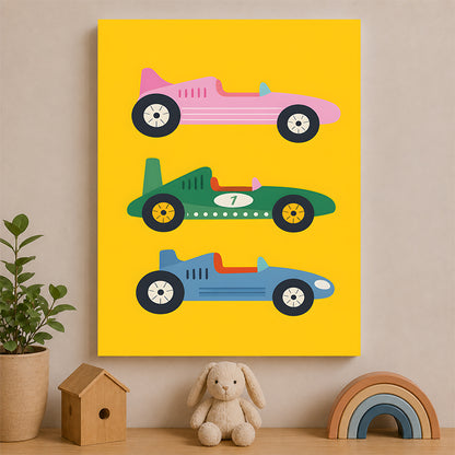 Voiture de course rétro en pastel