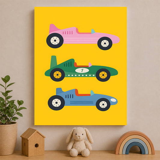 Voiture de course rétro en pastel